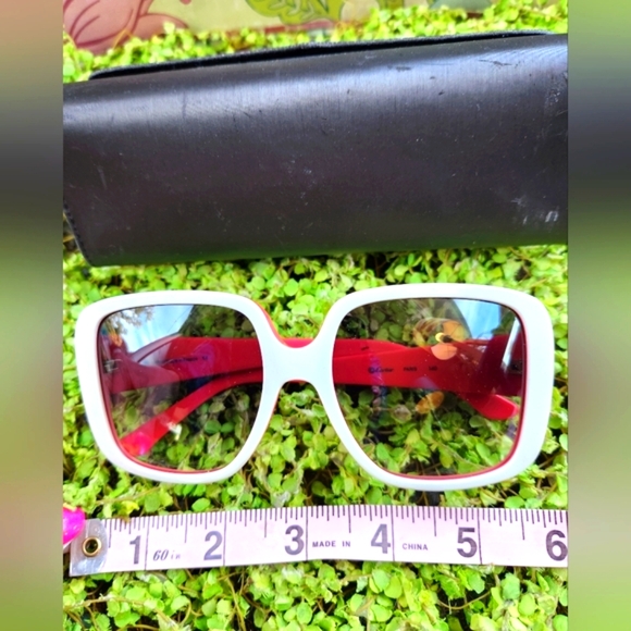 CARTIER White Red Pink Logo France Luxury Oversized CHARLIE Unisex Sunglasses 6" - Picture 15 of 16